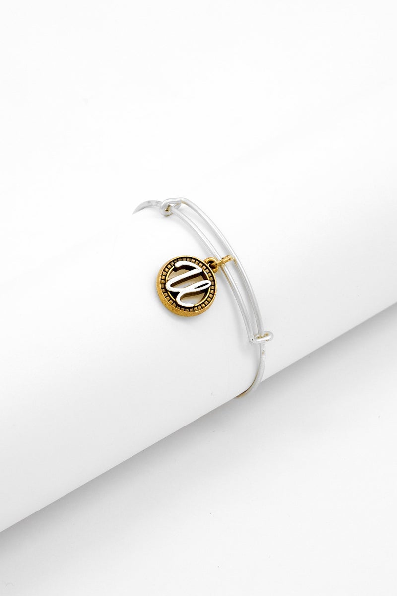 ALEX AND ANI Women Two Tone U Charm Bracelet, Silver  - Image 1