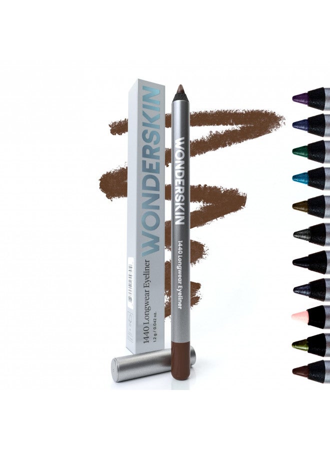 Wonderskin 1440 Longwear Brown Eyeliner Pencil - Waterproof, Sharpenable Eyeliner Pencil and Smudge Proof Brown Eye Liner Pencils (Brown Sugar)