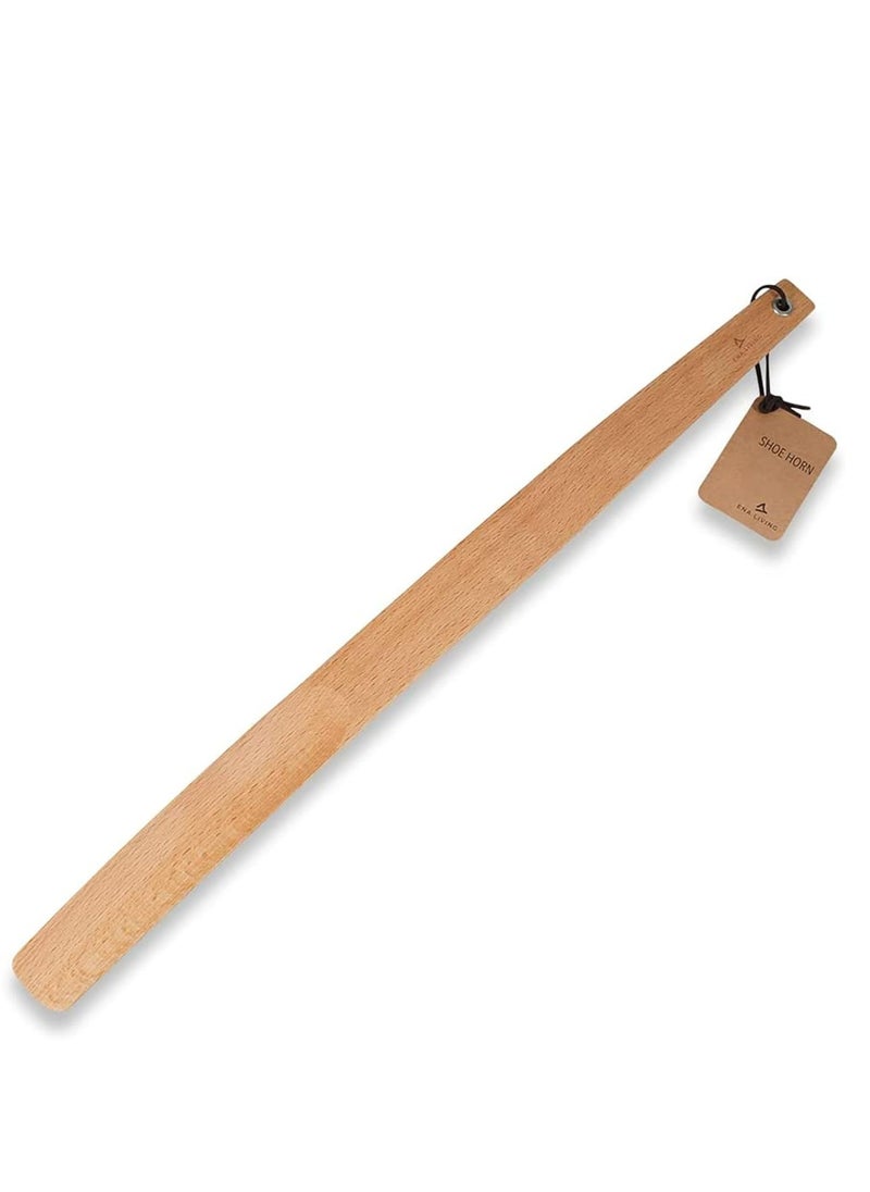 Abena - ENA Living Beechwood Shoe Horn, Eco-Labelled Shoehorn, Sustainable Shoe Horn, Long-Handled For Your Comfort, Use As A Back Scratcher, Smooth & Sturdy, Non-Slip Long Shoe Horn, Long-Lasting - Image 1