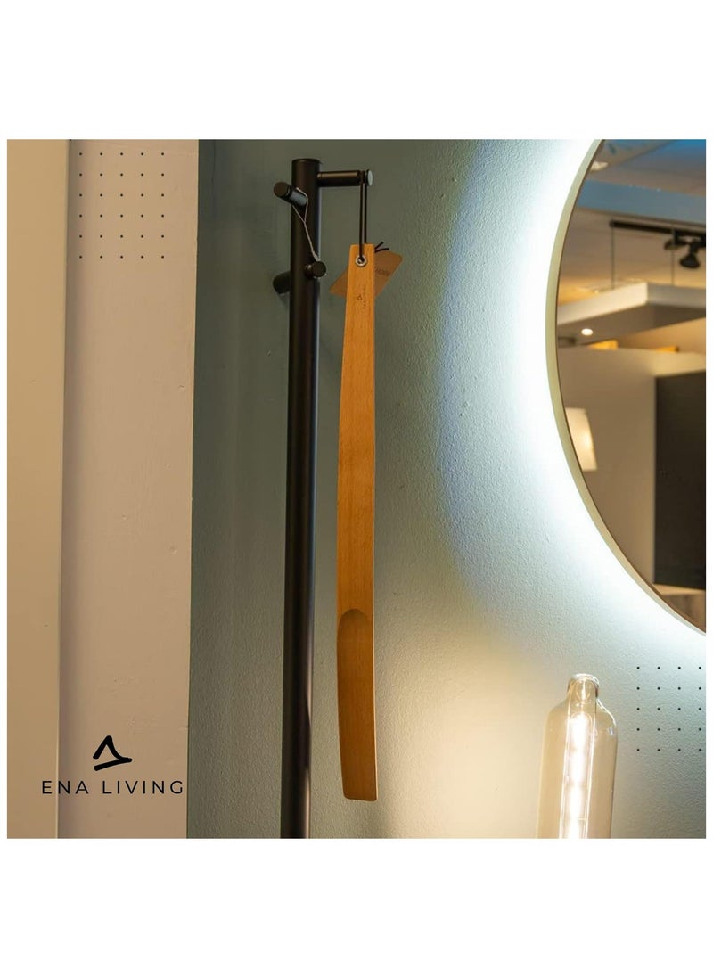 Abena - ENA Living Beechwood Shoe Horn, Eco-Labelled Shoehorn, Sustainable Shoe Horn, Long-Handled For Your Comfort, Use As A Back Scratcher, Smooth & Sturdy, Non-Slip Long Shoe Horn, Long-Lasting - Image 1