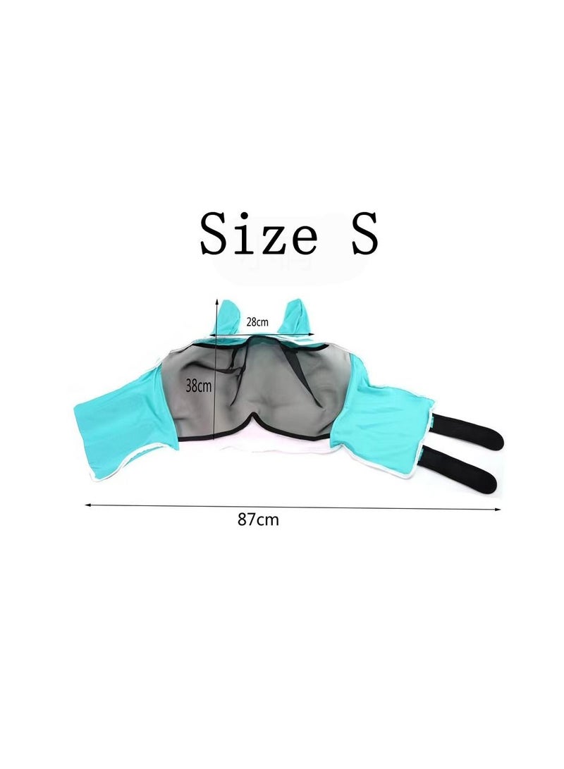 Generic 1-Piece Mesh Breathable Fly and Mosquito Prevention Horse Mask,Elastic UV Protection Mask,Size S,Colour Blue - Image 4