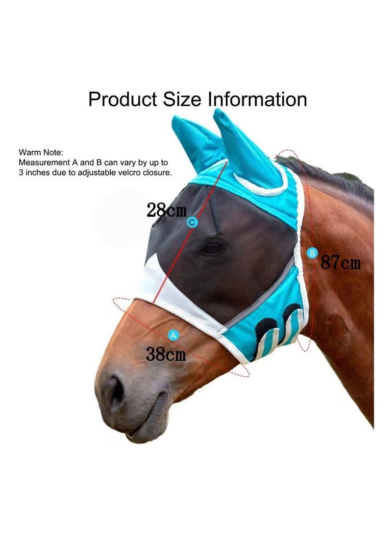 Generic 1-Piece Mesh Breathable Fly and Mosquito Prevention Horse Mask,Elastic UV Protection Mask,Size S,Colour Blue - Image 5