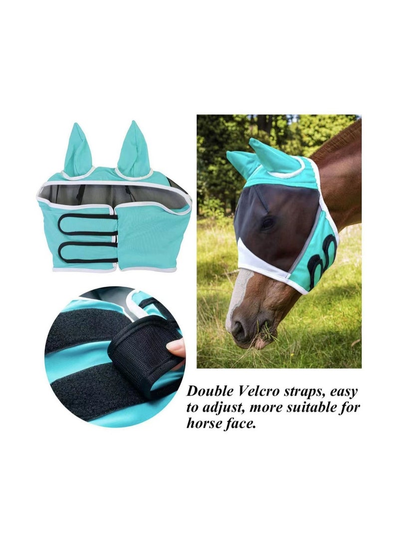 Generic 1-Piece Mesh Breathable Fly and Mosquito Prevention Horse Mask,Elastic UV Protection Mask,Size S,Colour Blue - Image 3