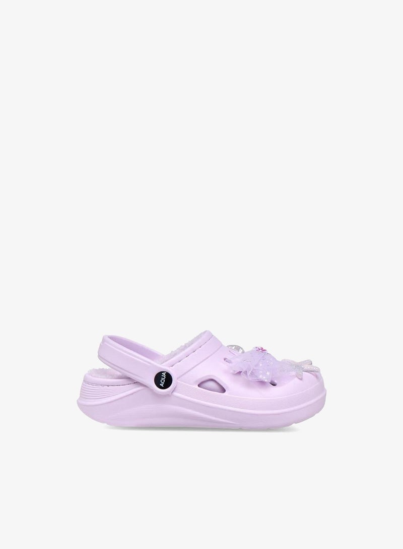 Aqua Mermaid Jibbitz Fur Detail Clogs with Backstrap - Image 1