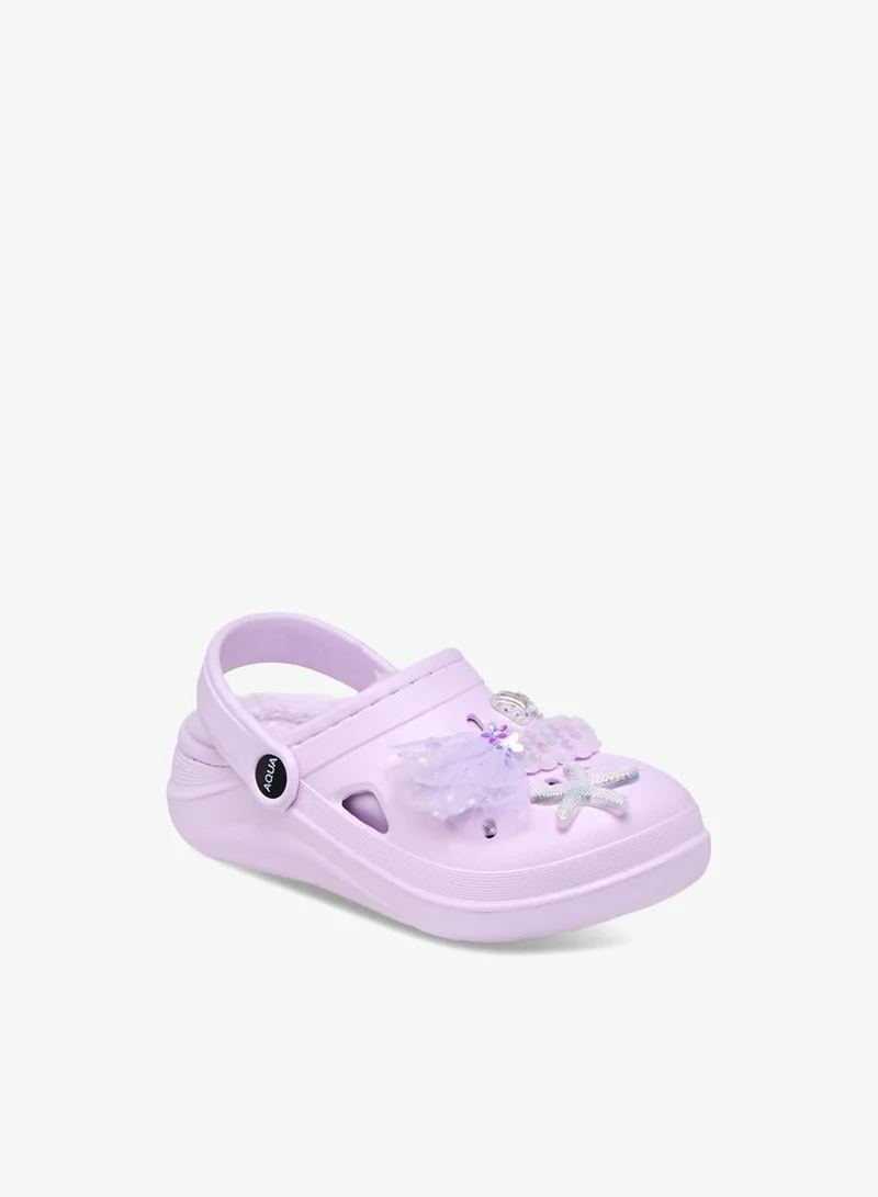 Aqua Mermaid Jibbitz Fur Detail Clogs with Backstrap