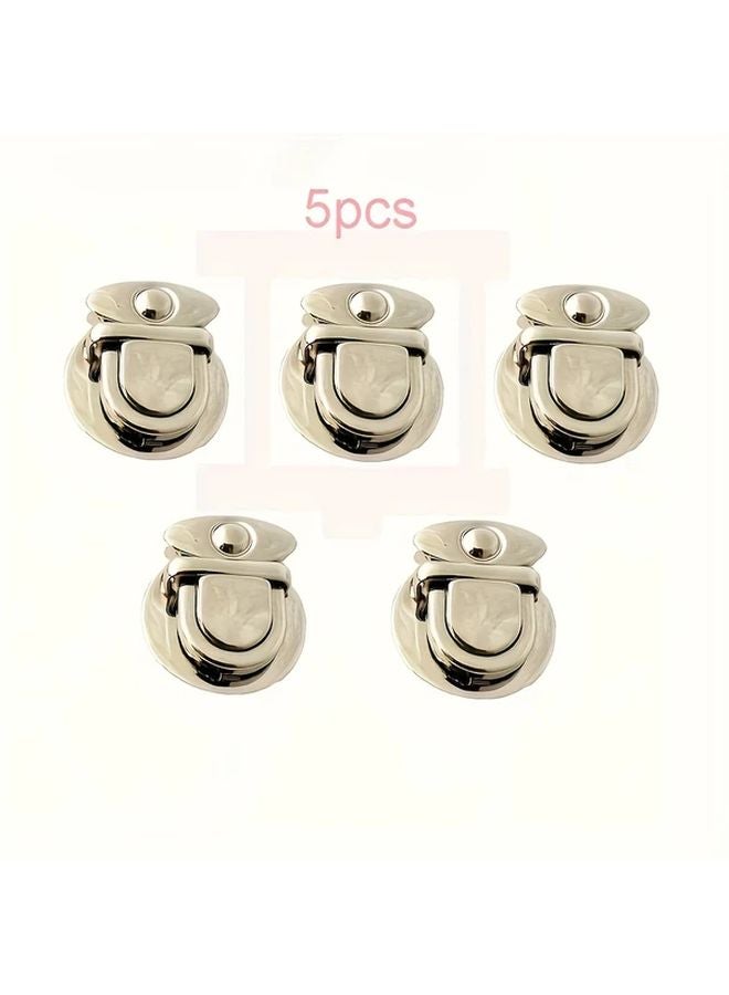5pcs Silvery Metal Lock Clasps For Handbags Purses DIY Craft Toggle Snap Buckles - Image 1