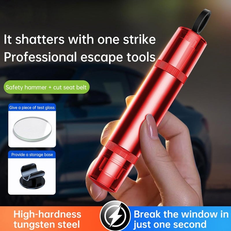 2 Car Emergency Hammer Quick Cutter Window Breaker Escape Safety Tool With Seat Belt Cutter Red - Image 5