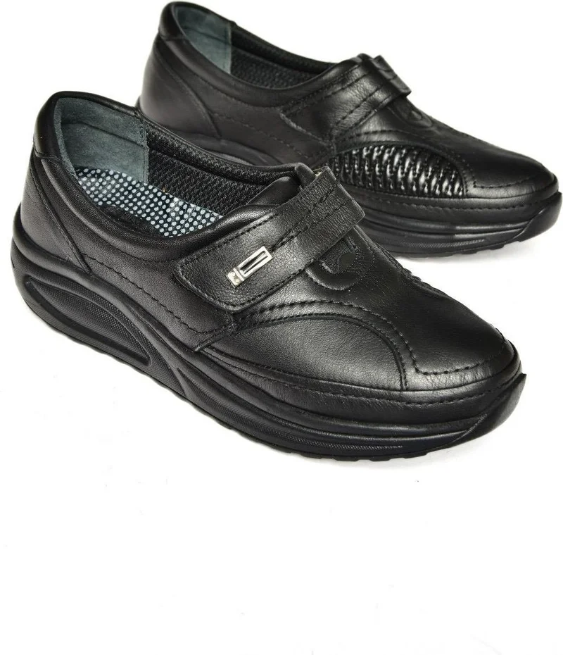 Fox Shoes P555190503 Black Leather Comfort Orthopedic Sole Women's Shoes