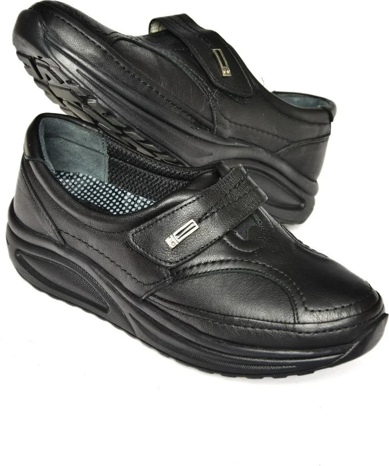 Fox Shoes P555190503 Black Leather Comfort Orthopedic Sole Women's Shoes