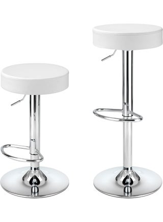 Round Adjustable Bar Stool Set (2 Pieces) – Swivel PU Leather Counter Chairs with Footrest for Kitchen & Home Use