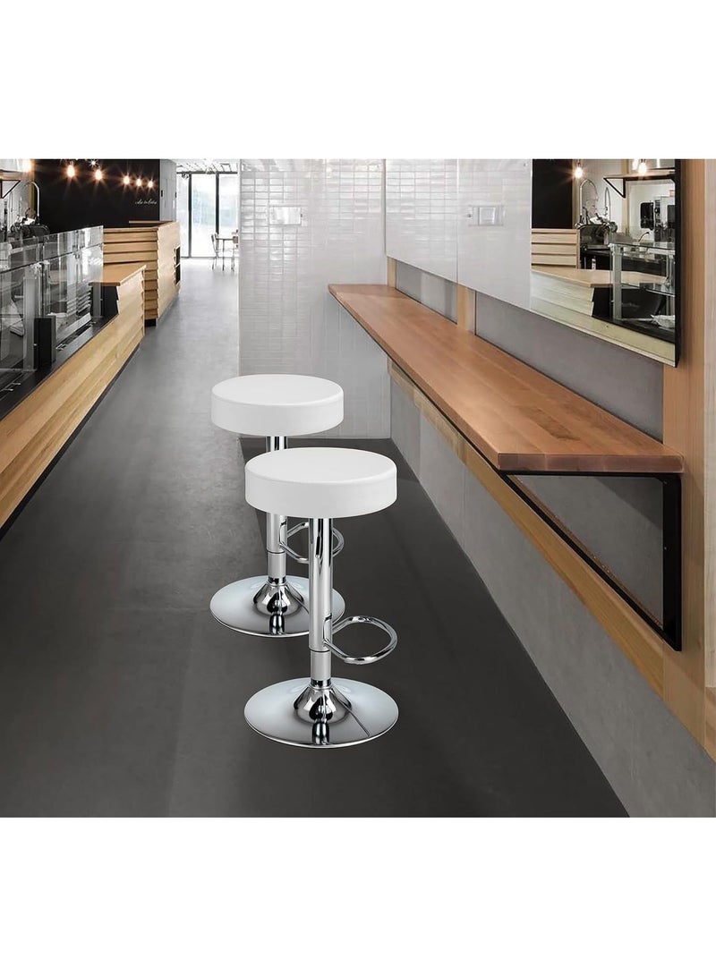 Round Adjustable Bar Stool Set (2 Pieces) – Swivel PU Leather Counter Chairs with Footrest for Kitchen & Home Use - Image 4