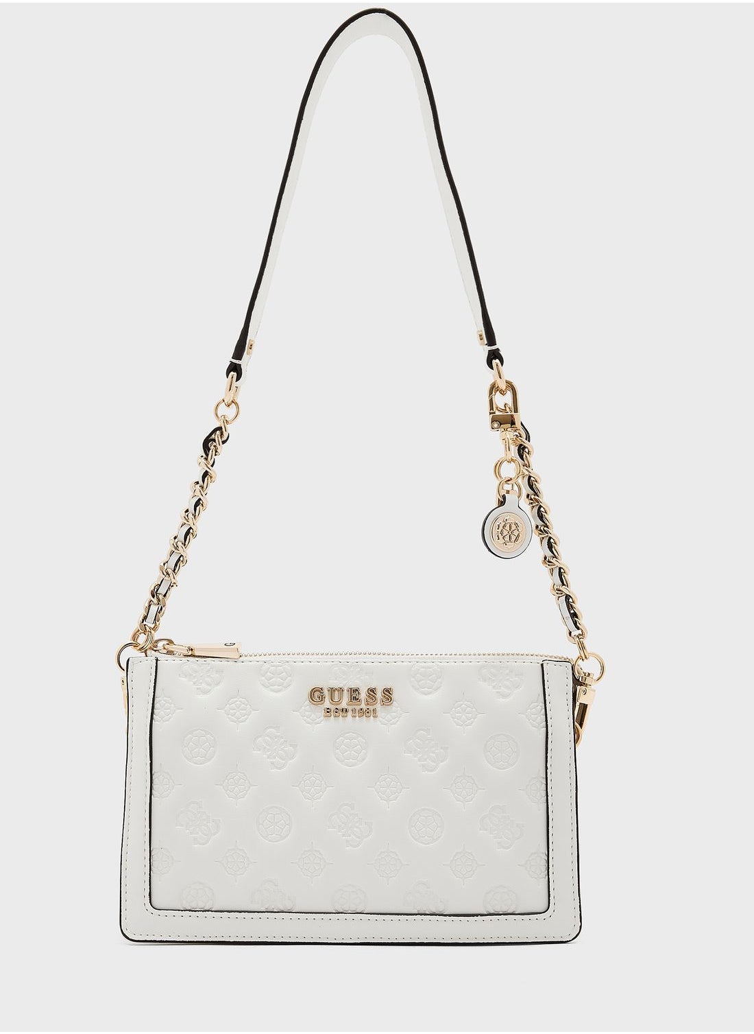 GUESS Abey Multi Compartment Shoulder Bag, White Logo Multi, One