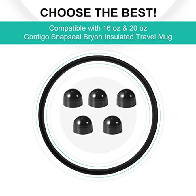 MLKSI Seal Replacement and Rubber Stopper for Contigo Snapseal Coffee Travel Mug, 10 Pack Silicone Sealing Ring Stopper Lid, 5* Seal and 5* Stopper (SET55) - Image 3