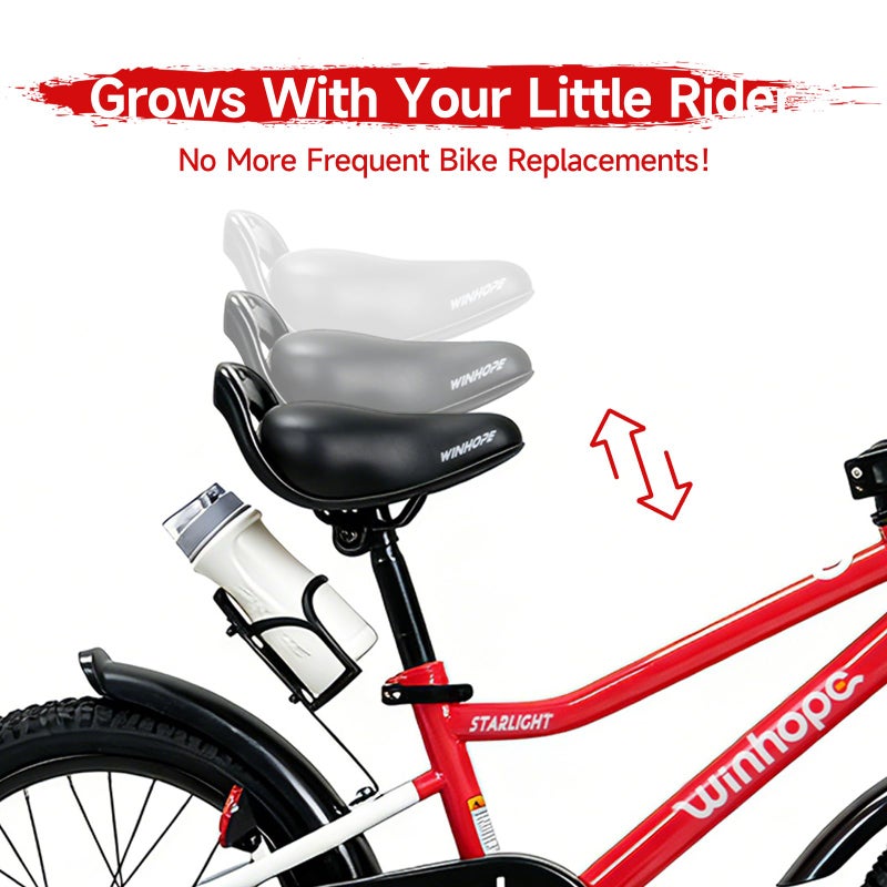 Winhope Kids Bike, 12 14 16 18 Inch Bike for 2-9 Boys & Girls, Children's Bicycle with Training Wheels, Headlight, Fenders, Adjustable Seat and Water Bottle for Outdoor Riding, Multiple Colors - Image 4