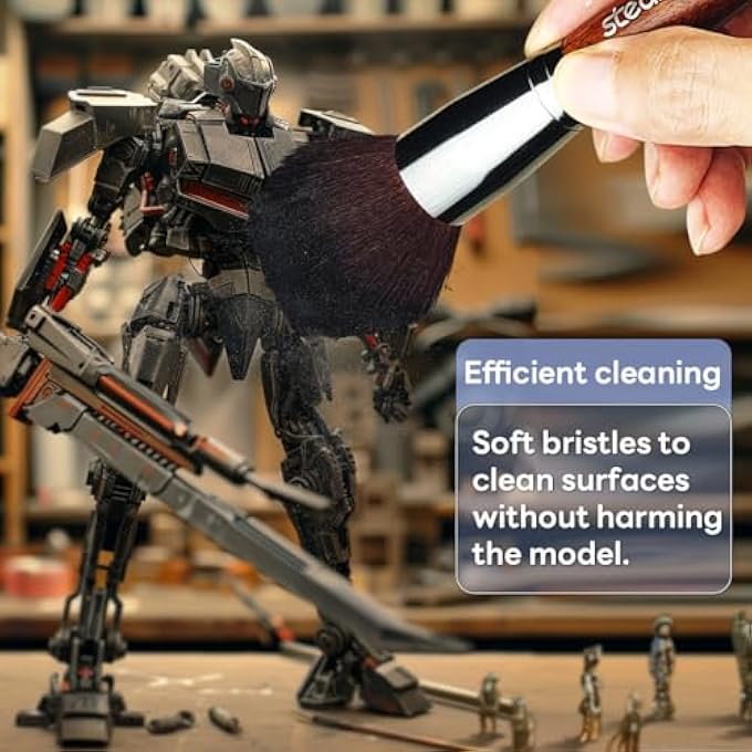 MODEL CLEANING BRUSH KIT, MODEL HOBBY MAKING TOOLS, 2 SOFT AND 1 STIFF FIGURE DUSTER BRUSH, MODEL DUSTING BRUSH FOR STATUES, GUNDAM, SCALE MILITARY HOBBY CRAFTS - Image 2
