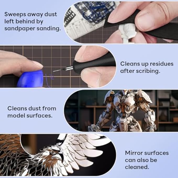 MODEL CLEANING BRUSH KIT, MODEL HOBBY MAKING TOOLS, 2 SOFT AND 1 STIFF FIGURE DUSTER BRUSH, MODEL DUSTING BRUSH FOR STATUES, GUNDAM, SCALE MILITARY HOBBY CRAFTS - Image 3