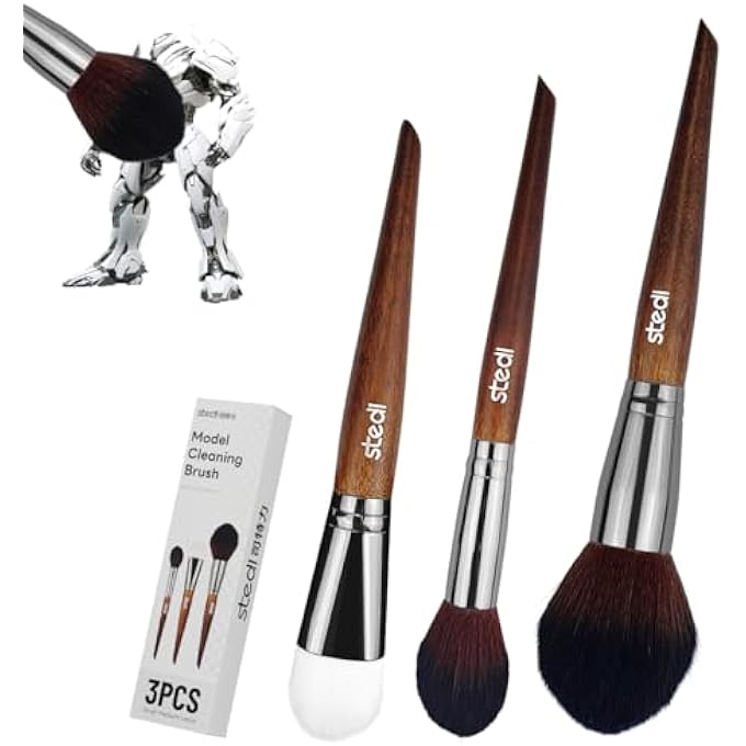 MODEL CLEANING BRUSH KIT, MODEL HOBBY MAKING TOOLS, 2 SOFT AND 1 STIFF FIGURE DUSTER BRUSH, MODEL DUSTING BRUSH FOR STATUES, GUNDAM, SCALE MILITARY HOBBY CRAFTS - Image 1