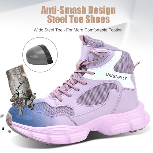 Hogent Steel Toe Shoes for Women Men Wide Non Slip Composite Work Sneakers Indestructible Comfortable Safety Tennis Shoes Lightweight Breathable Construction Sneakers Puncture Proof Ergonomic Design - Image 3