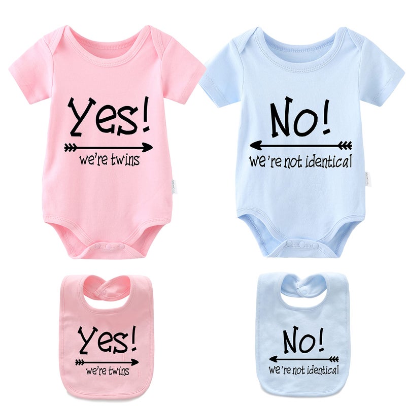 YSCULBUTOL Baby Twins Bodysuits Yes We are Twins No We are Identical Twins Bodysuit Boys Twins Clothes Baby Girls Setï¼ˆpb 0-3mï¼‰ - Image 1