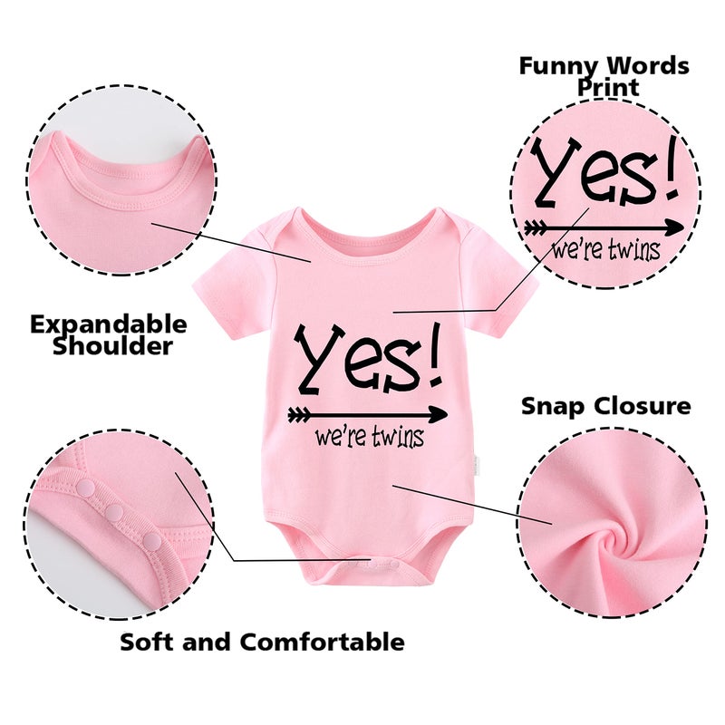 YSCULBUTOL Baby Twins Bodysuits Yes We are Twins No We are Identical Twins Bodysuit Boys Twins Clothes Baby Girls Setï¼ˆpb 0-3mï¼‰ - Image 3