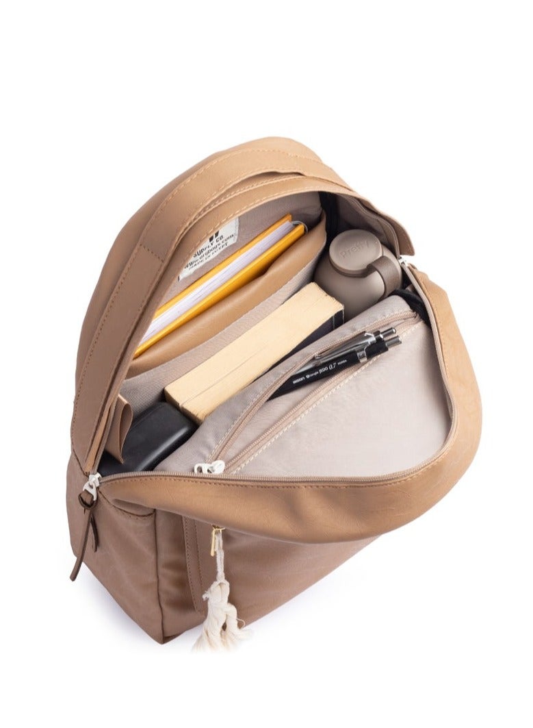 Ar supply Ar Roots Women’s Minimalist Faux Leather Backpack – Chic Textured Everyday Rucksack with Tablet Sleeve & Water Bottle Holder – Lightweight Travel & Commuter Bag – Large Capacity - Image 2