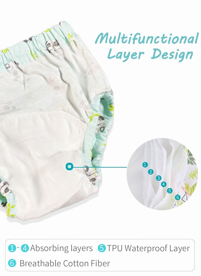 insular 6 Layer Breathable Cotton Training Pants for Baby, Reusable Toddlers Kids Potty Training Underwear, Size L, 2 Count  - Image 3
