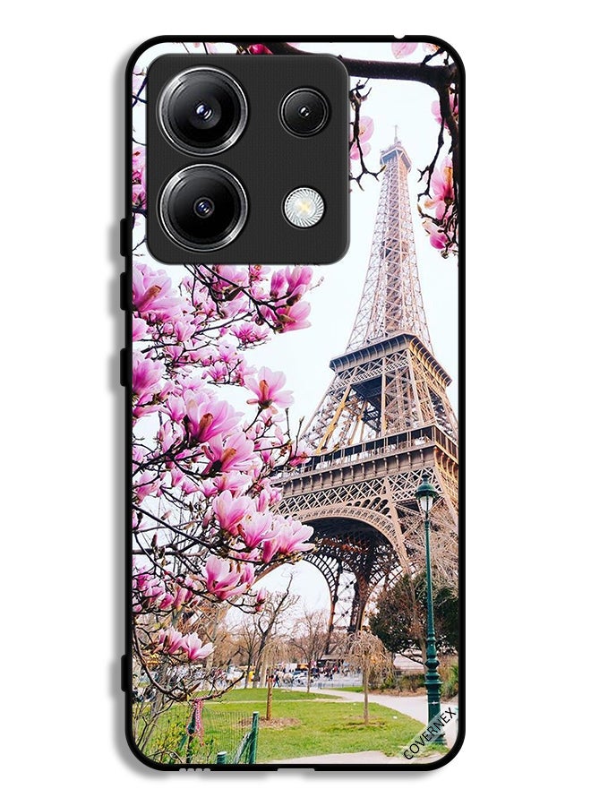 Covernex Xiaomi Redmi Note 13 Pro 5G Protective Case Cover Flowers & Eiffel Tower - Image 1
