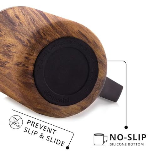 Elemental Insulated Coffee Mug - Triple-Wall Stainless Steel Summit Travel Cup for Hot and Cold Drinks - Thermal Coffee Mug with Lid and Handle for Camping, Office & Travel 16oz - Teakwood - Image 4