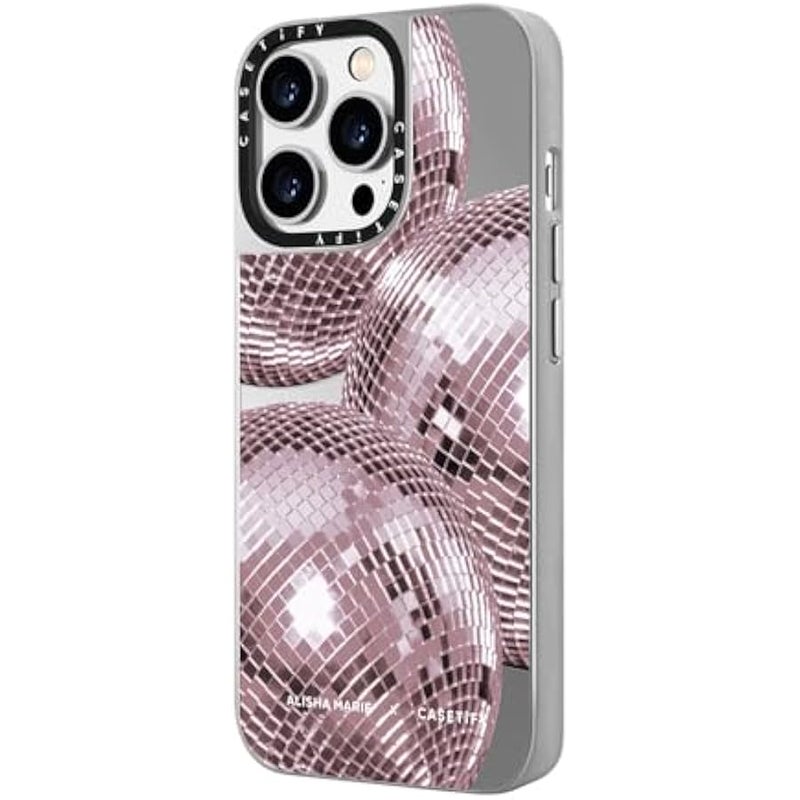 Casetify Mirror Case for iPhone 14 Pro Compatible with Magsafe - Alisha Marie Disco Baby Case - Silver on Silver - Image 5