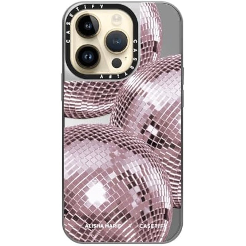 Casetify Mirror Case for iPhone 14 Pro Compatible with Magsafe - Alisha Marie Disco Baby Case - Silver on Silver - Image 4
