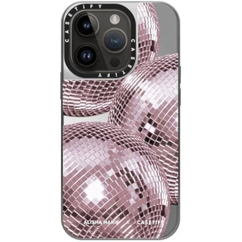 Casetify Mirror Case for iPhone 14 Pro Compatible with Magsafe - Alisha Marie Disco Baby Case - Silver on Silver - Image 3