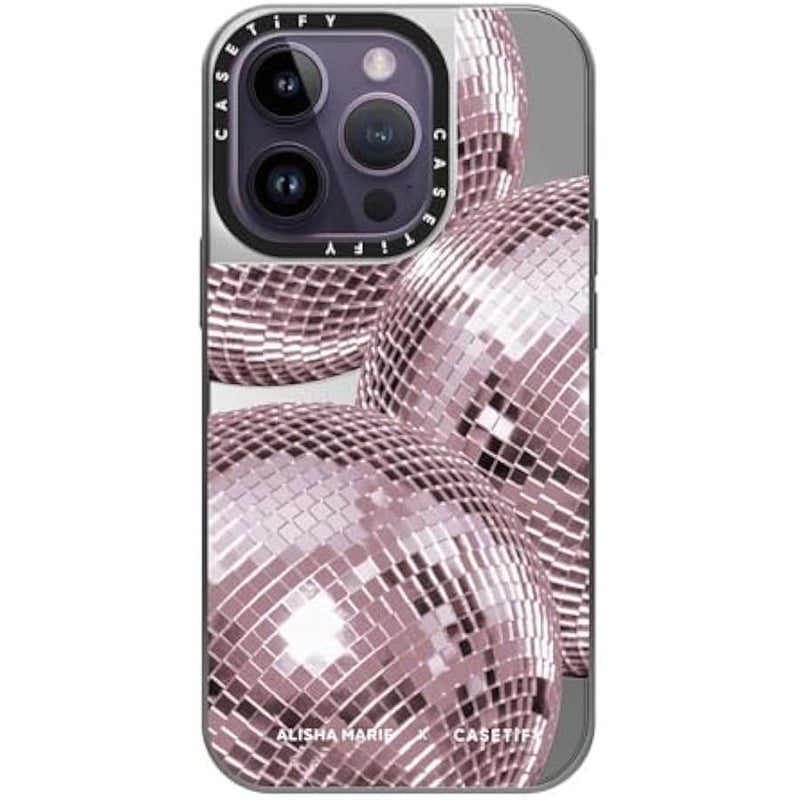 Casetify Mirror Case for iPhone 14 Pro Compatible with Magsafe - Alisha Marie Disco Baby Case - Silver on Silver - Image 2
