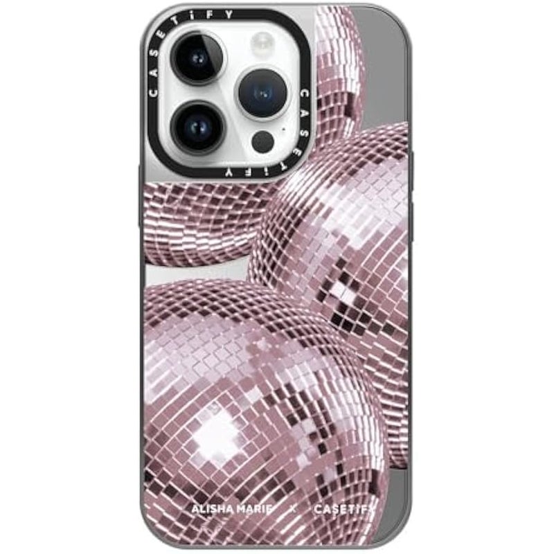 Casetify Mirror Case for iPhone 14 Pro Compatible with Magsafe - Alisha Marie Disco Baby Case - Silver on Silver - Image 1