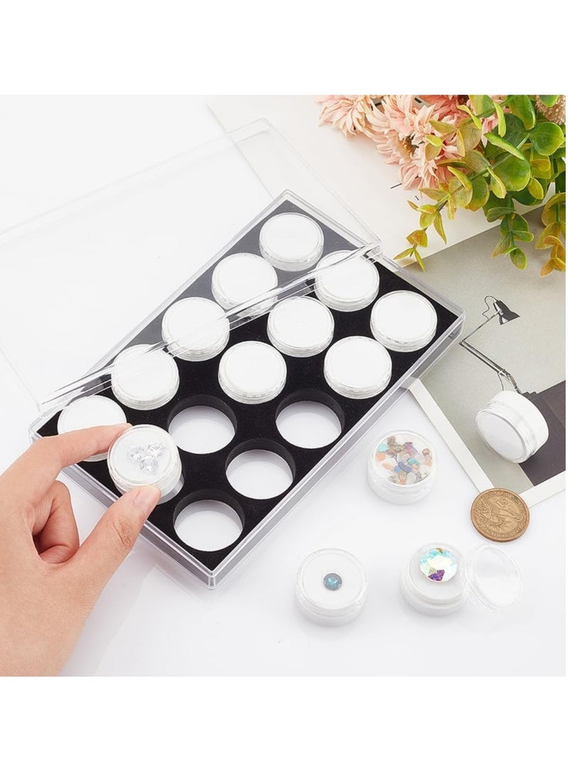 Excefore صندوق تخزين الماس مكون من 15 قطعة، صندوق عرض الأحجار الكريمة، صندوق بلاستيكي دائري صغير، منظم مجوهرات مع مخمل للمقتنيات، أحجار الراين، الكريستال، العناصر الصغيرة - Image 3