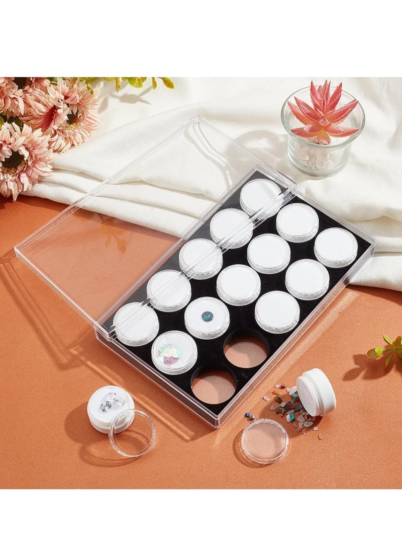 Excefore صندوق تخزين الماس مكون من 15 قطعة، صندوق عرض الأحجار الكريمة، صندوق بلاستيكي دائري صغير، منظم مجوهرات مع مخمل للمقتنيات، أحجار الراين، الكريستال، العناصر الصغيرة - Image 5