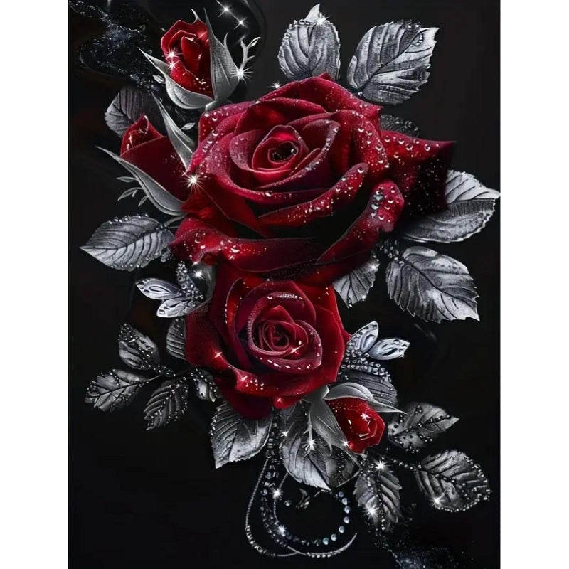 MOMDEDP Rose Diamond Painting Kits for Adults,Rose Flower Diamond Art Kits for Beginners,Roses Gem Art Kits for Adults for Home Wall Decor 16x12inch Floral - Image 1