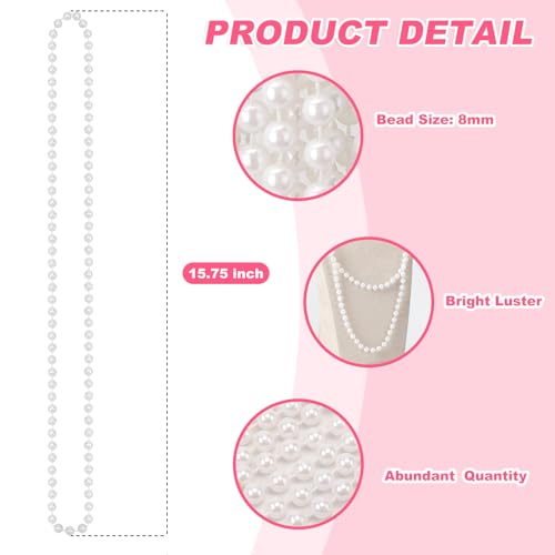 Becfupo 50 Pcs Faux White Pearl Beaded Necklaces Bulk, 7mm 31.5 Inch White Pearl Bead Necklaces for Wedding Birthday Party Decoration, Women Costume Party Dress-up Accessories - Image 2