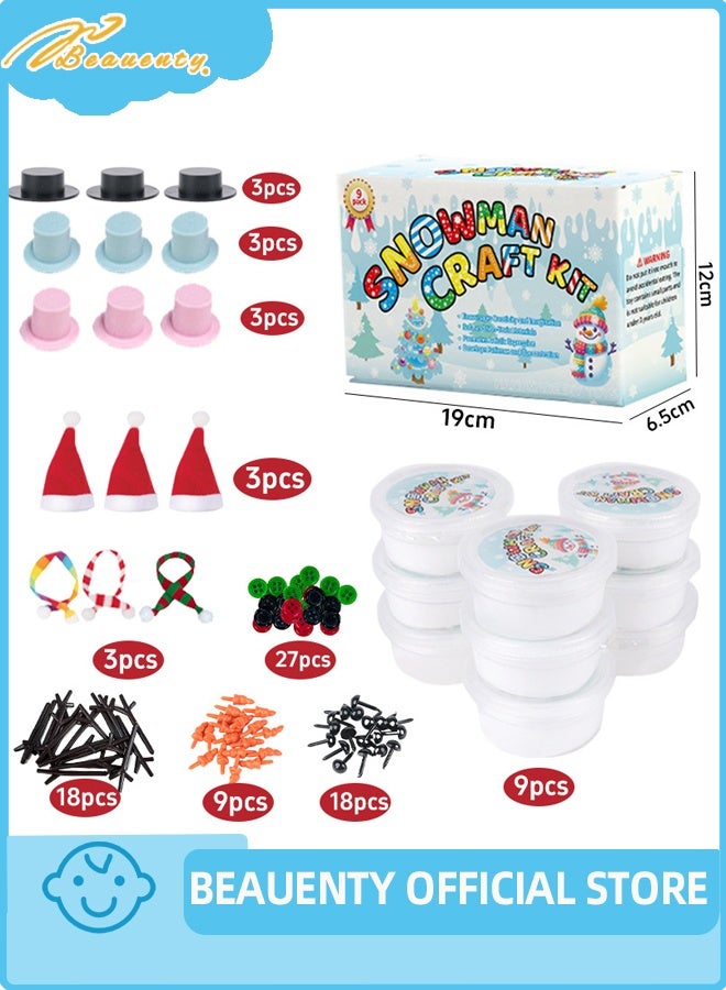بيوينتي 9 حزمة بناء مجموعة رجل الثلج الحرف رجل الثلج للأطفال,نمذجة الطين رجل الثلج DIY Kit, عيد الميلاد الحرف هدية عيد الميلاد - Image 5