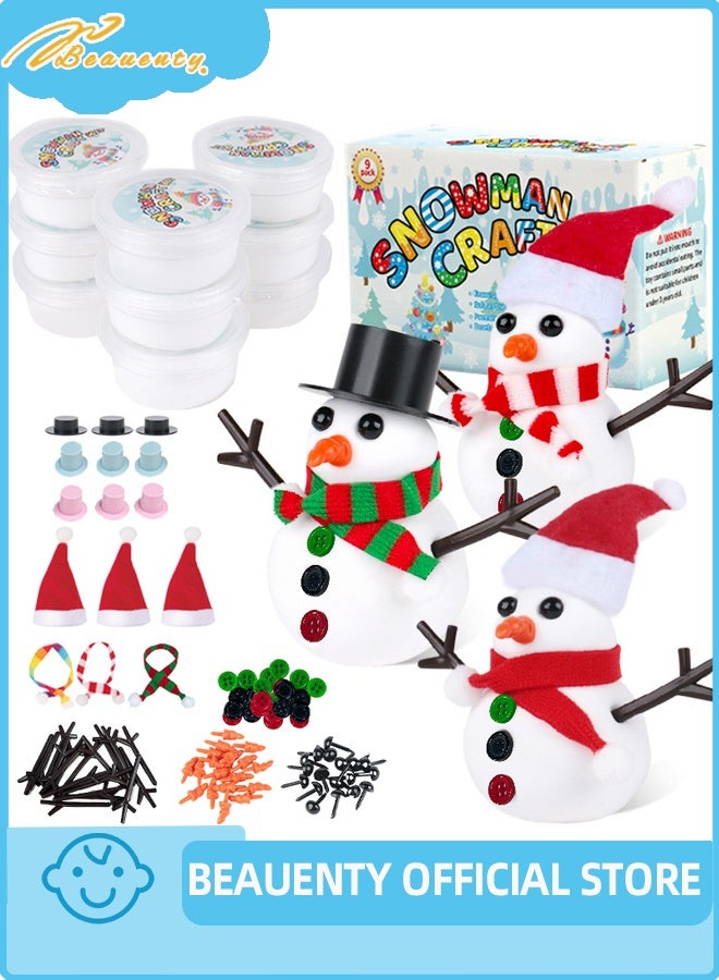 بيوينتي 9 حزمة بناء مجموعة رجل الثلج الحرف رجل الثلج للأطفال,نمذجة الطين رجل الثلج DIY Kit, عيد الميلاد الحرف هدية عيد الميلاد - Image 1
