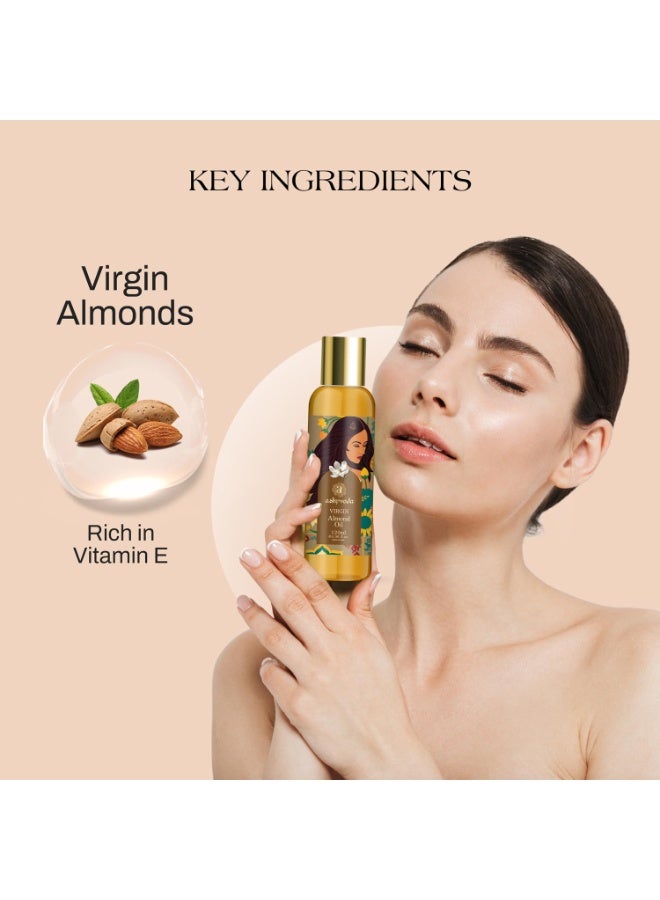 Ashpveda Ayurvedic Cold Pressed Almond Oil | Enriched With Vitamin A & E | Ayurvedic Badam Oil for Skin and Hair Care (120 ml) - Image 4
