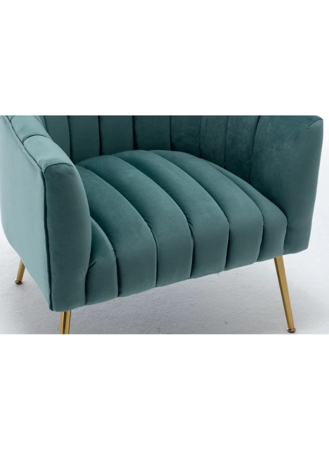 ALWASIT HOME - Demetrius Single Seater Sofa Luxurious Design With Premium Fabric Best For Living Room For Hotel Velvet Fabric - Turquoise - Image 1