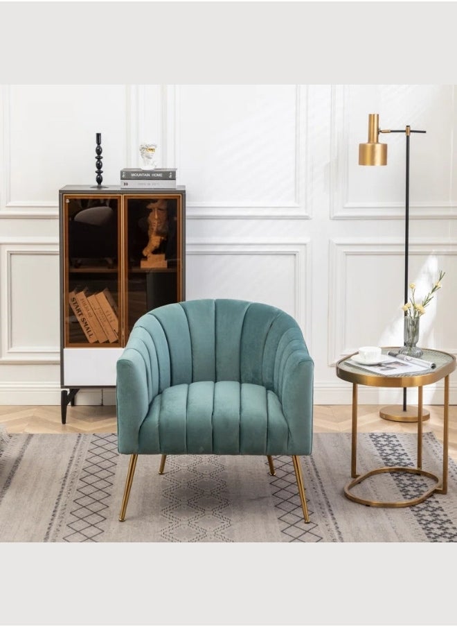 ALWASIT HOME - Demetrius Single Seater Sofa Luxurious Design With Premium Fabric Best For Living Room For Hotel Velvet Fabric - Turquoise - Image 1