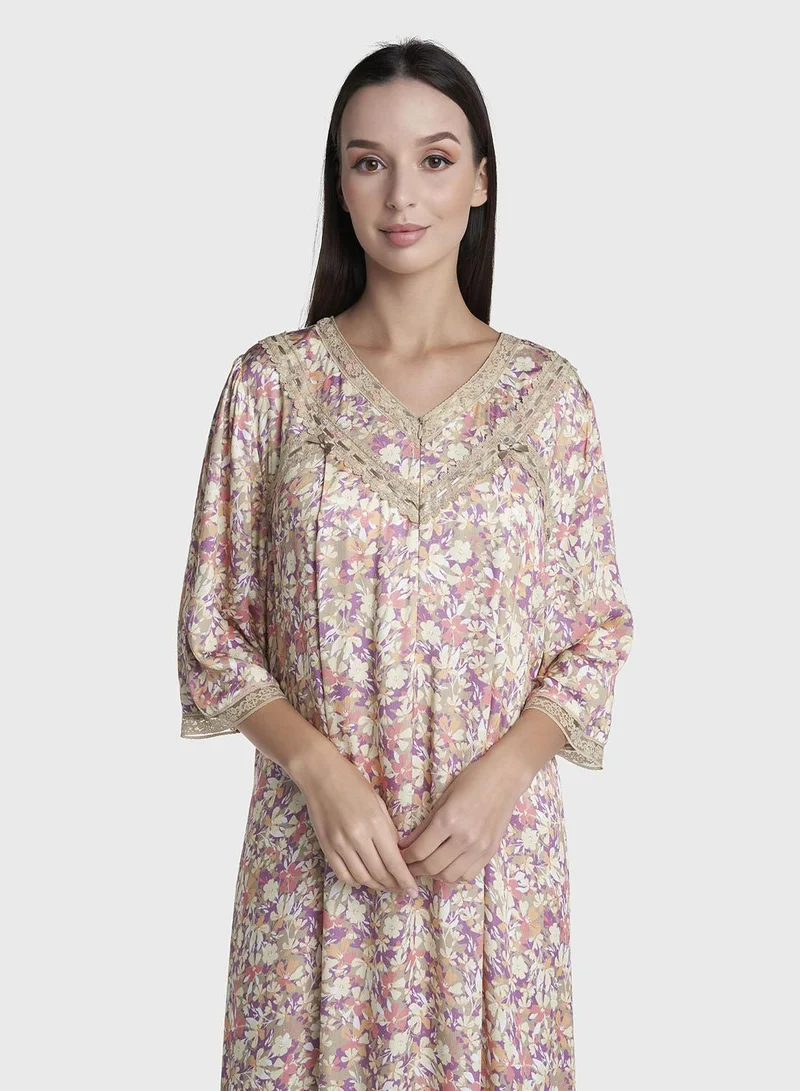 Kashkha Multi Viscose Long Nightwear Dress (CNH513)