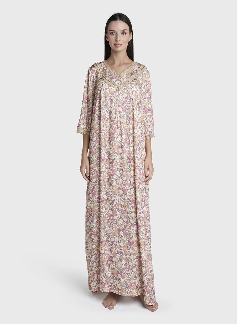 Kashkha Multi Viscose Long Nightwear Dress (CNH513)