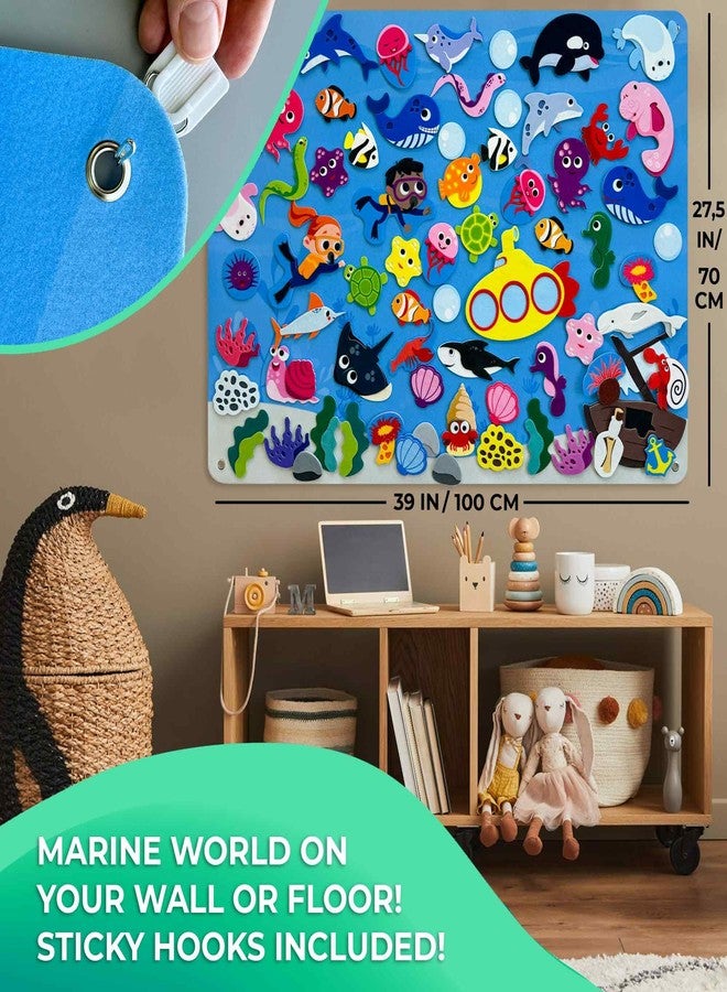 كوكا لوح QUOKKA Ocean Felt للأطفال الصغار - مجموعة من 70 قطعة من لوح قصص مزدوج السُمك مع لوحات أنشطة حائط متينة كبيرة مقاس 41 × 30 بوصة - مثالية لسرد القصص داخل المنزل وأنشطة الأطفال الصغار وفي الفصول الدراسية - Image 4