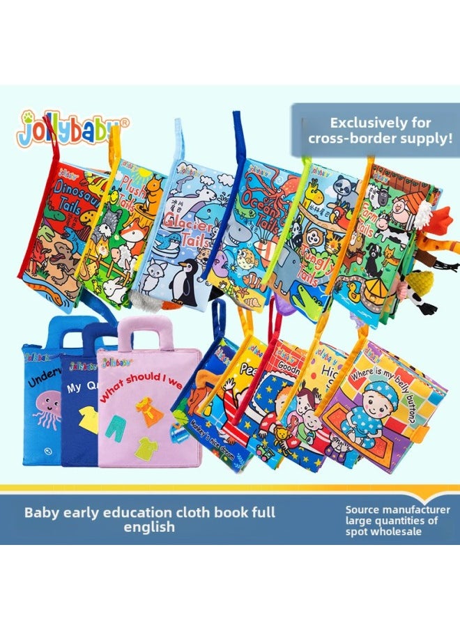 Full English Baby Cloth Book 0-3-year-old Three-dimensional Tear Can Bite  Early Education Puzzle Tail Cloth Book-Color:Furry Tail Cloth Book (english)  - Image 2