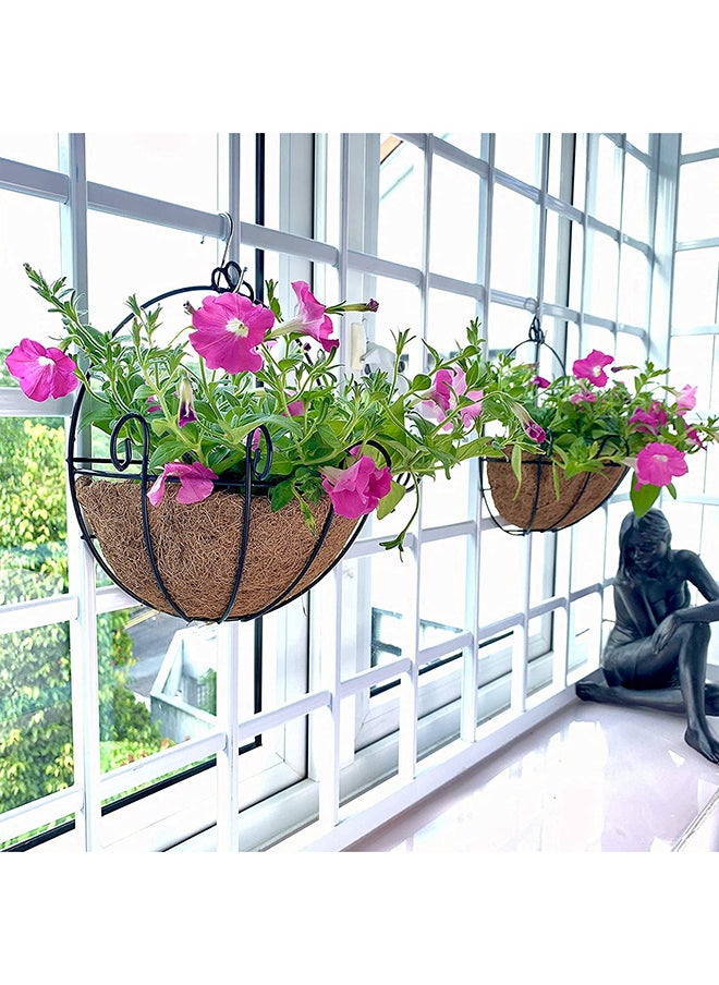 HOME TASTE Home Taste Metal Half Round Hanging Planter With Coco Coir Liner Stylish Wall Mounted Flower Pot For Indoor/Outdoor Gardens Porches And Balconies (44X24X41Cm) 