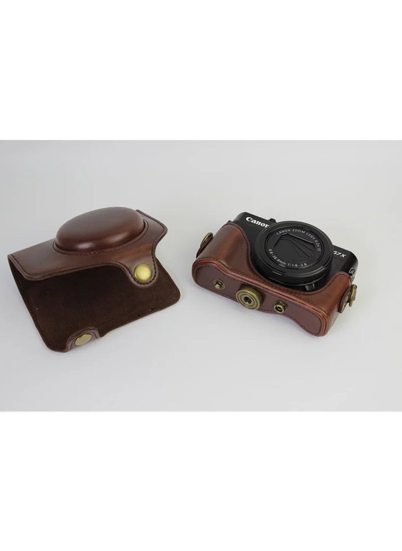 Generic - Camera Protective Bag Camera Case G7XII PU Leather Camera Protective Bag for Canon Powershot G7X Mark 2 G7XII Digital Camera with Strap - Image 1