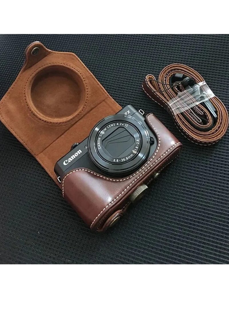 Generic - Camera Protective Bag Camera Case G7XII PU Leather Camera Protective Bag for Canon Powershot G7X Mark 2 G7XII Digital Camera with Strap - Image 1