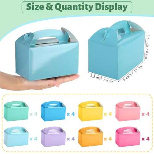 MIMIND 32 Pack Pastel Party Favor Boxes Gable Treat Boxes with Handles 6 x 3.5 x 3.5 Inches Candy Gift Boxes for Birthday Wedding Baby Shower Party Supplies - Image 2